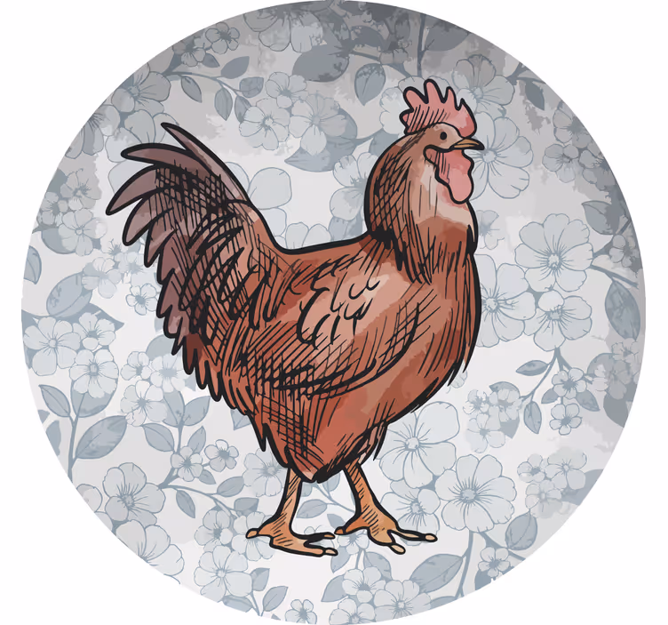 Modern coaster with floral chicken design - TenStickers