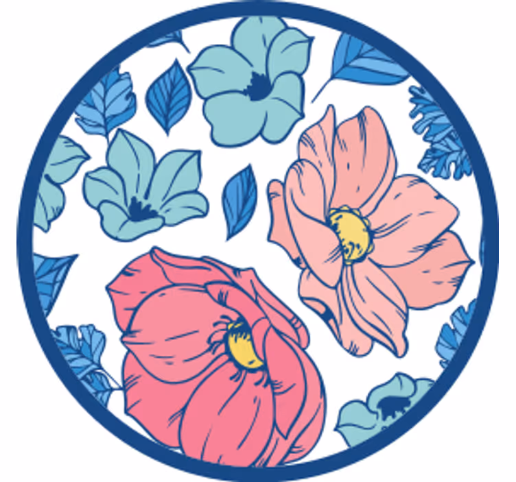 Modern coaster floral design circle - TenStickers