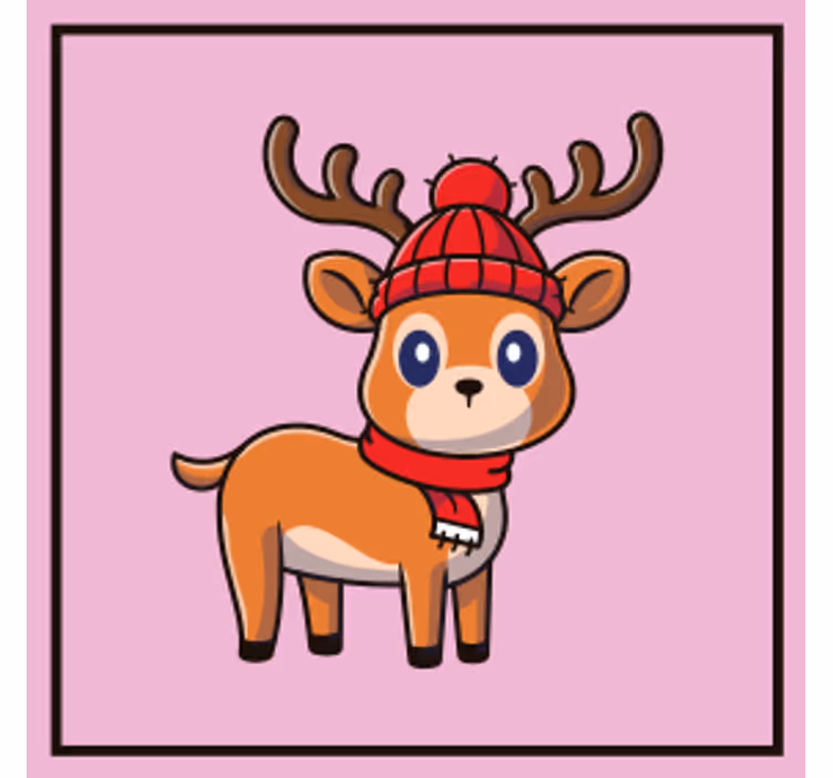 Halloween coaster cute reindeer with scarf - TenStickers