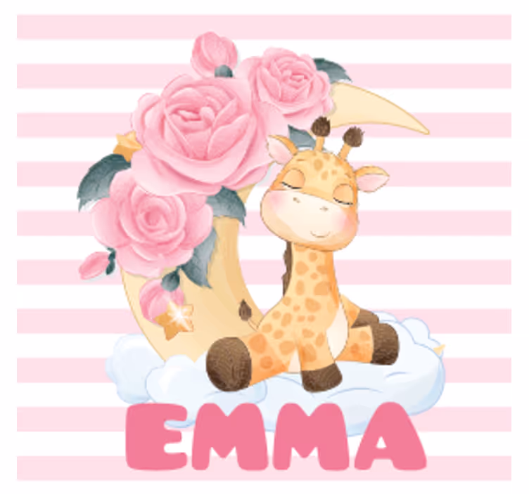 Personalisable coasters giraffe with floral crescent - TenStickers