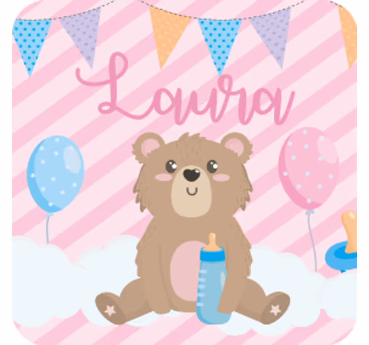 Personalisable coasters cute bear with balloons - TenStickers