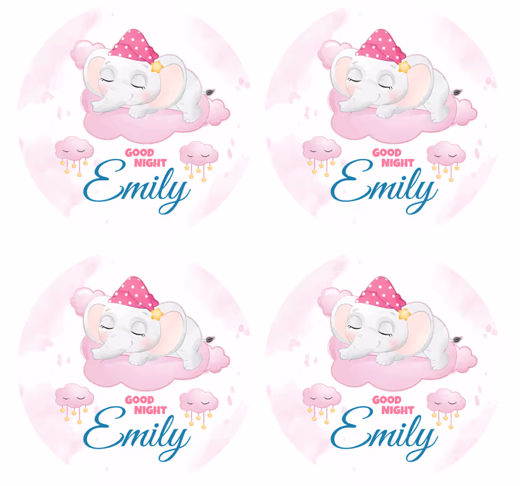 Personalisable coasters sleepy elephant design - TenStickers