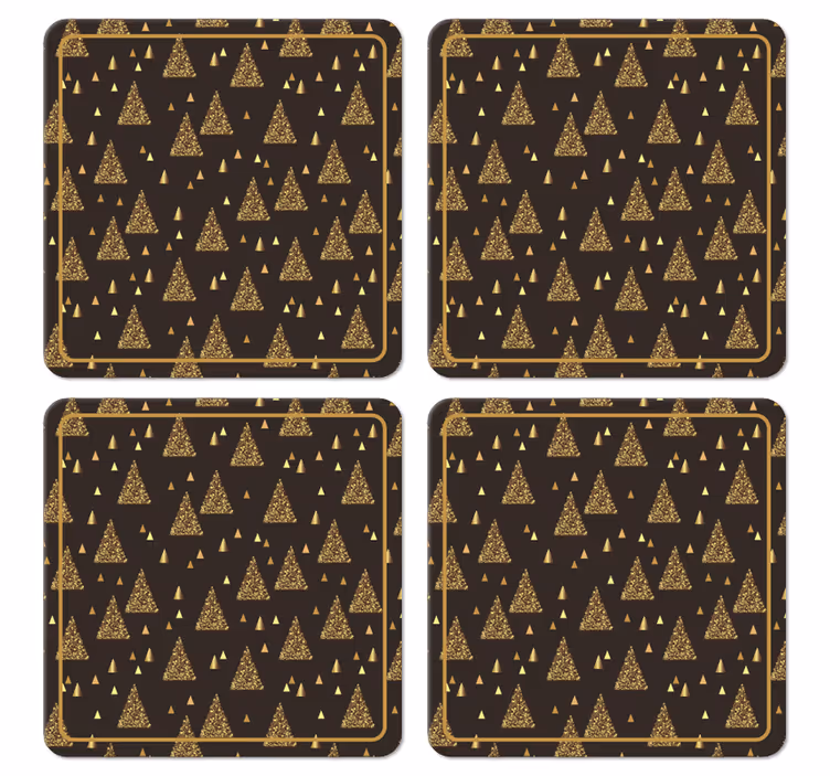 Elegant golden christmas trees coaster - TenStickers