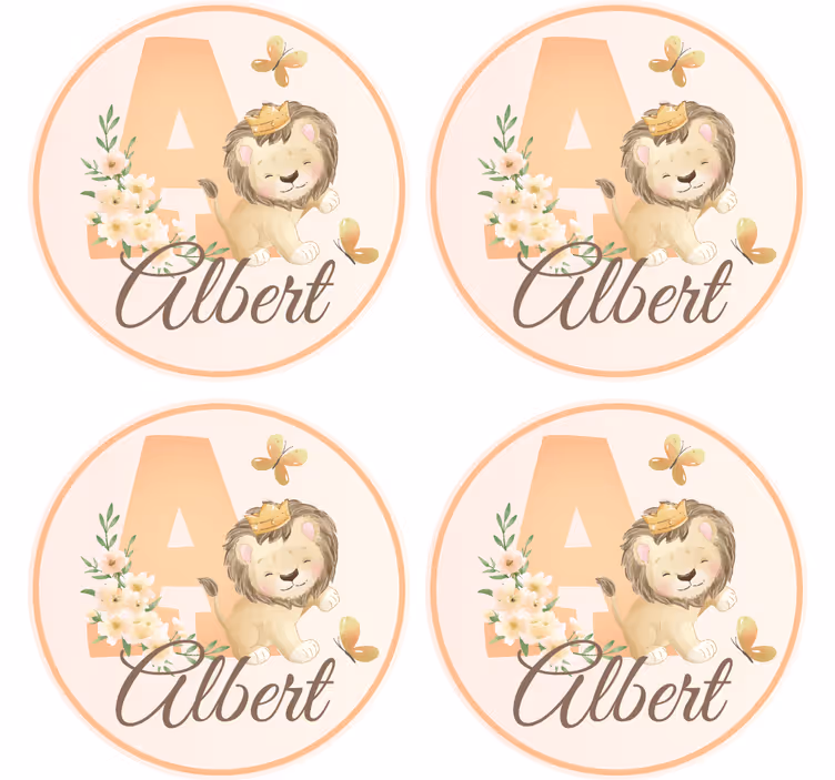 Personalisable coasters with a playful lion design - TenStickers