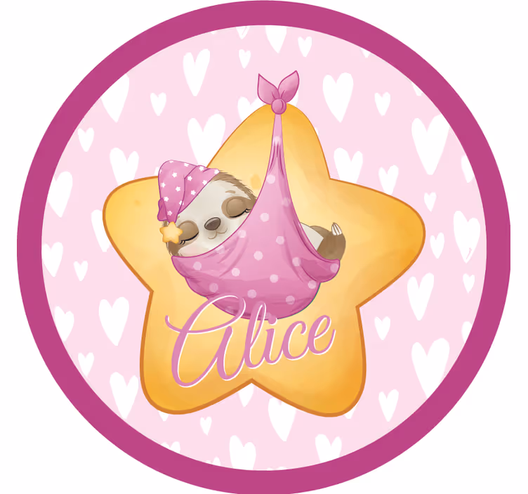 Personalizable coasters sleeping sloth with star - TenStickers