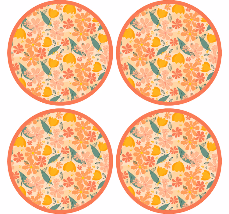 Coasters floral patterned round surface - TenStickers