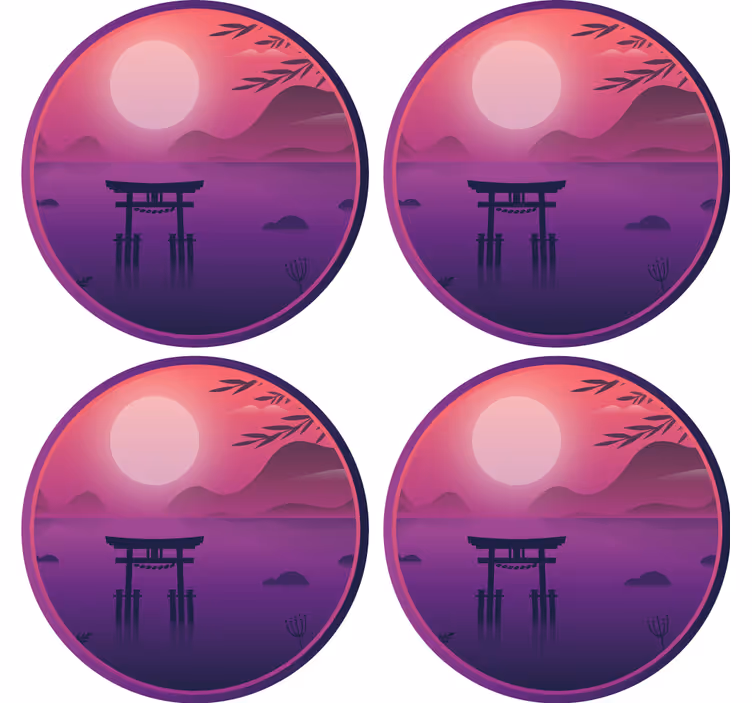 Modern coaster serene sunset landscape coaster - TenStickers