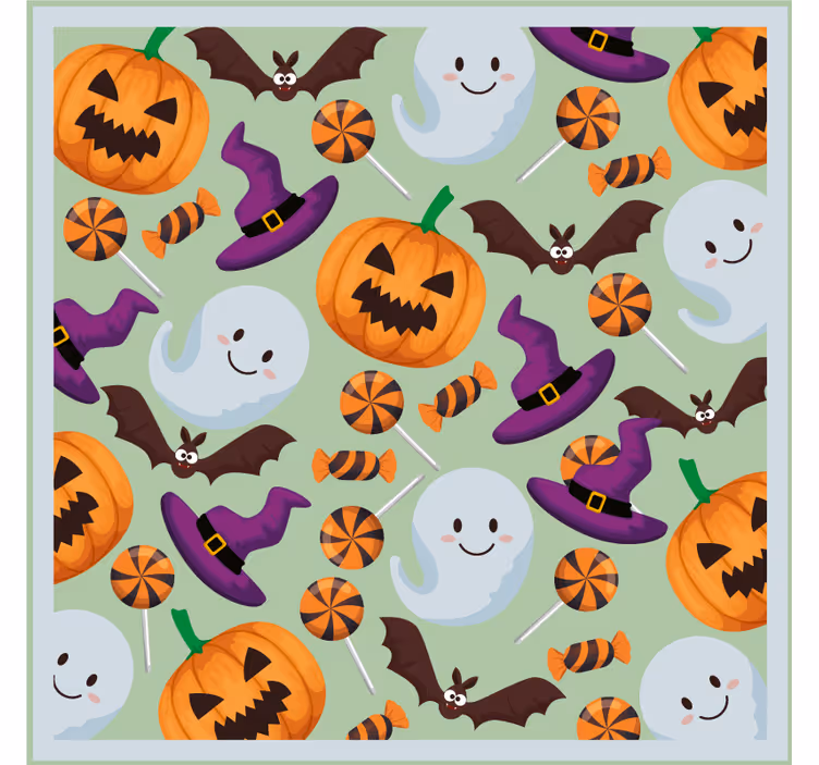 Halloween coaster with pumpkin and ghost pattern - TenStickers