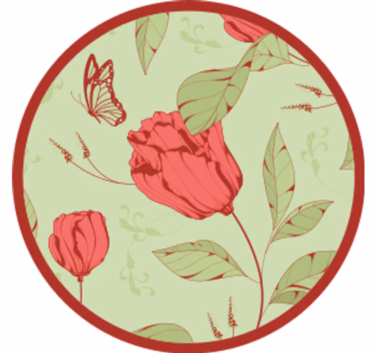 Modern coaster floral design with butterfly - TenStickers