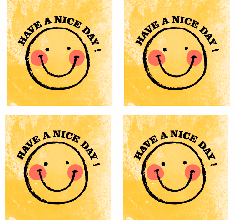 Text coasters cheerful smiley with greeting - TenStickers