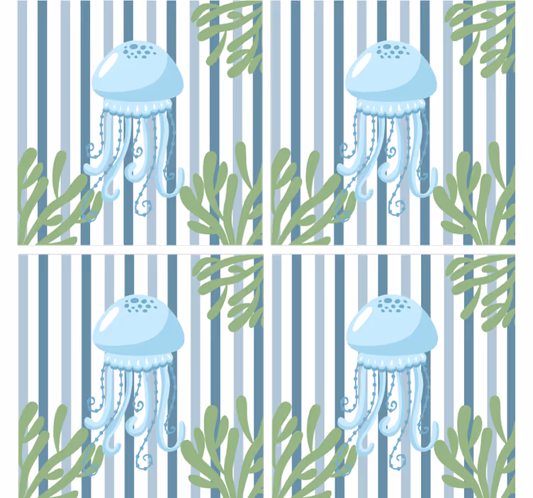 Modern coaster jellyfish design with stripes - TenStickers