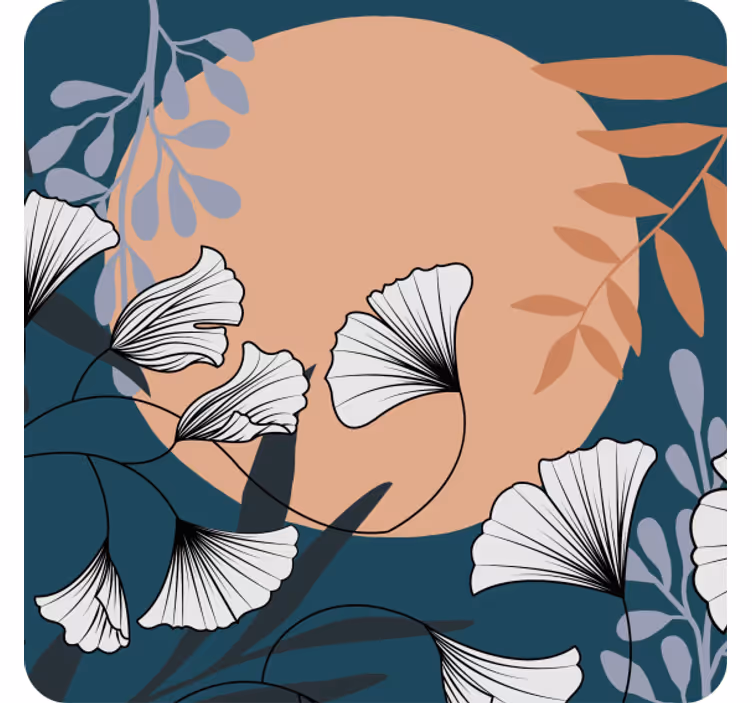 Modern coaster with floral ginkgo design - TenStickers