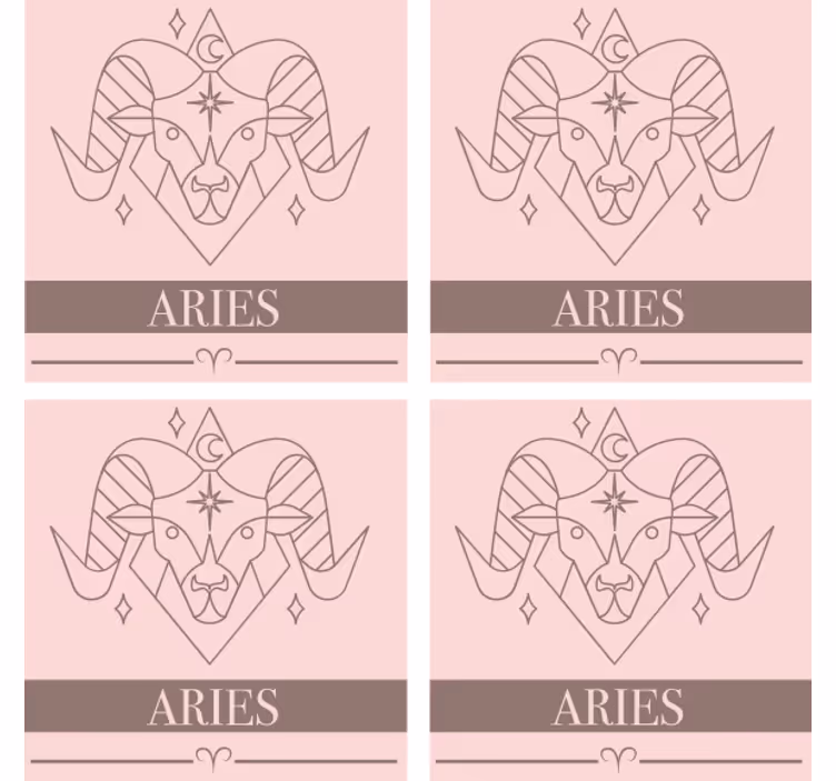 Personalisable coasters aries zodiac symbol - TenStickers