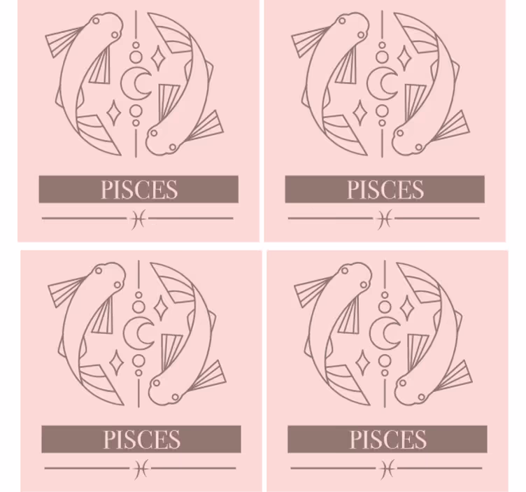 Personalisable coasters with pisces zodiac fish symbol - TenStickers