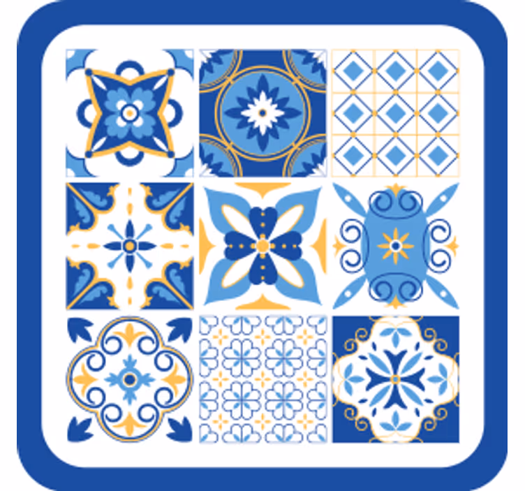 Blue Mediterranean style tile coasters - TenStickers