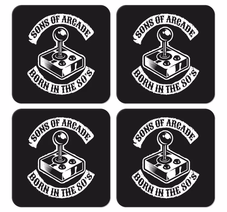 Sons of the arcade born in 80's text vintage coasters - TenStickers