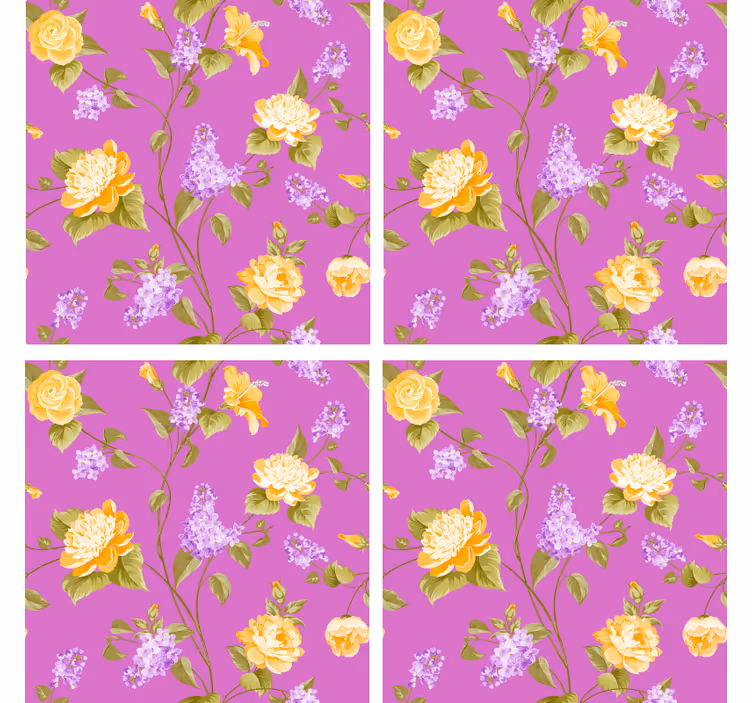 Floral print with yellow roses coasters - TenStickers