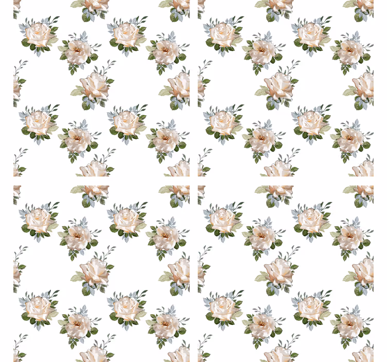 Coasters floral white background design - TenStickers