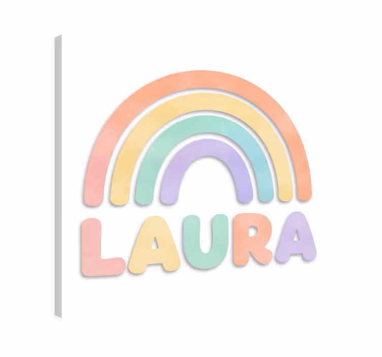 Nursery canvas with name rainbow paste - TenStickers