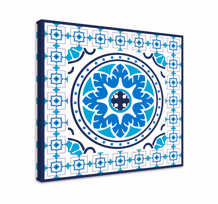 Blue canvas print of blue tiles design - TenStickers