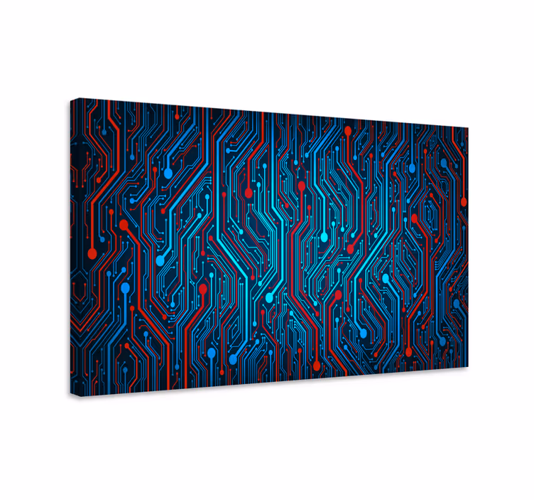 Blue canvas print wire circuit design art - TenStickers
