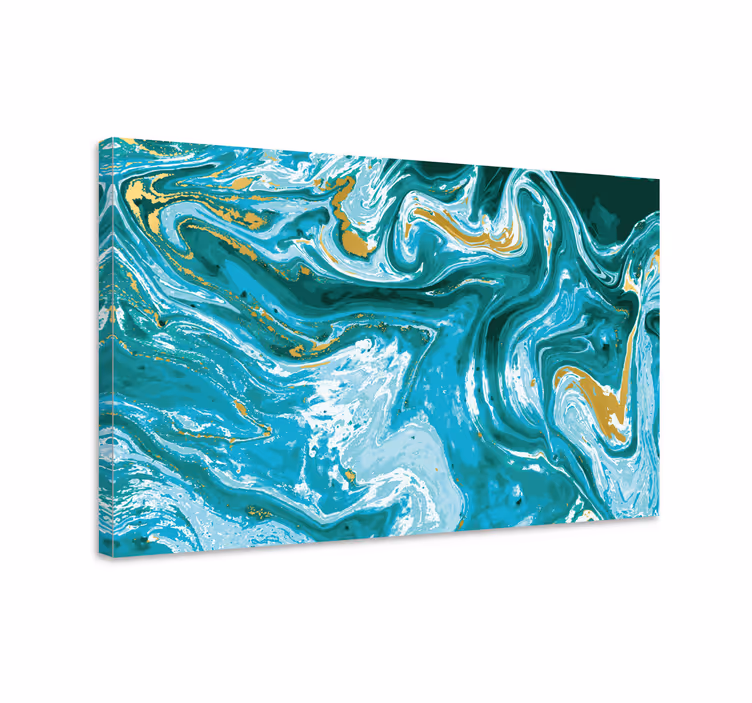 Blue canvas print turquoise marble effect artwork - TenStickers