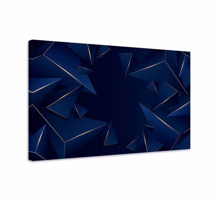 Blue canvas print blue and gold geometric pattern - TenStickers