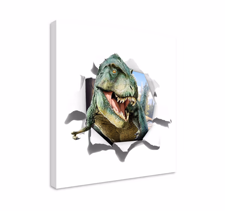 Dinosaur canvas wall art 3d fierce t-rex - TenStickers