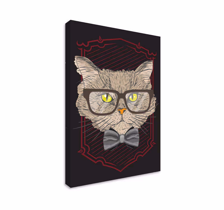 Cat wall art cat with glasses - TenStickers