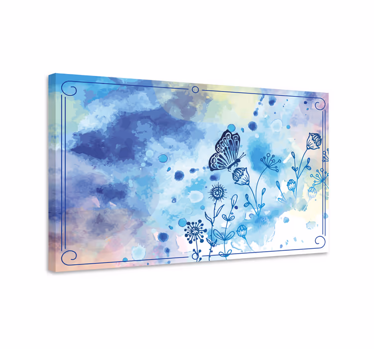 Butterfly canvas floral drawing with butterflies - TenStickers
