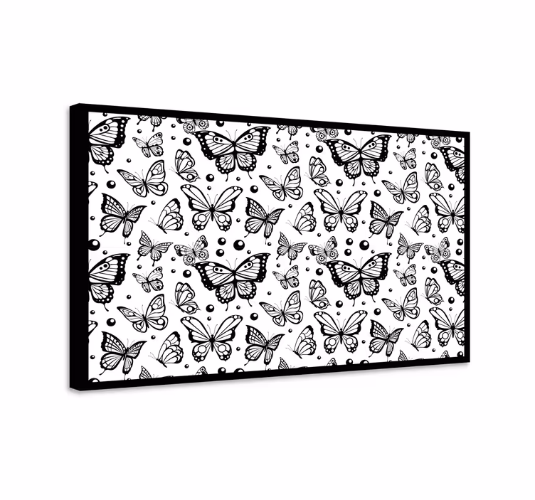 Monocolor butterflies and dots butterfly canvas - TenStickers