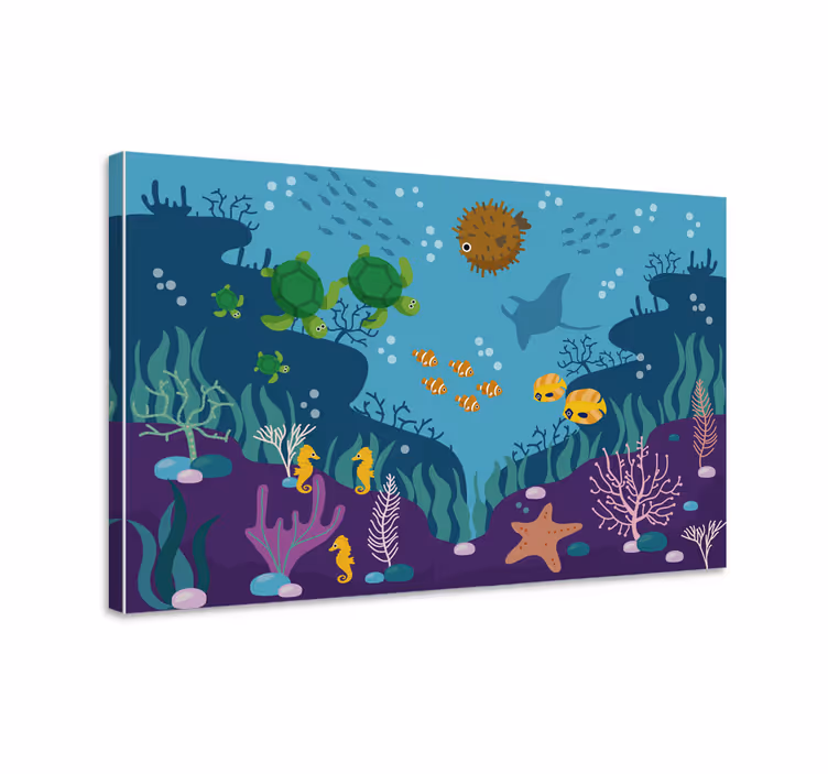 Fish canvas kids wall mural fish in the sea - TenStickers