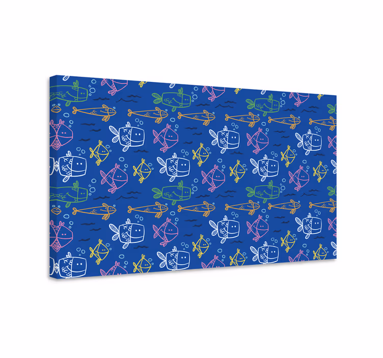 Fish canvas with sea animals on blue background - TenStickers