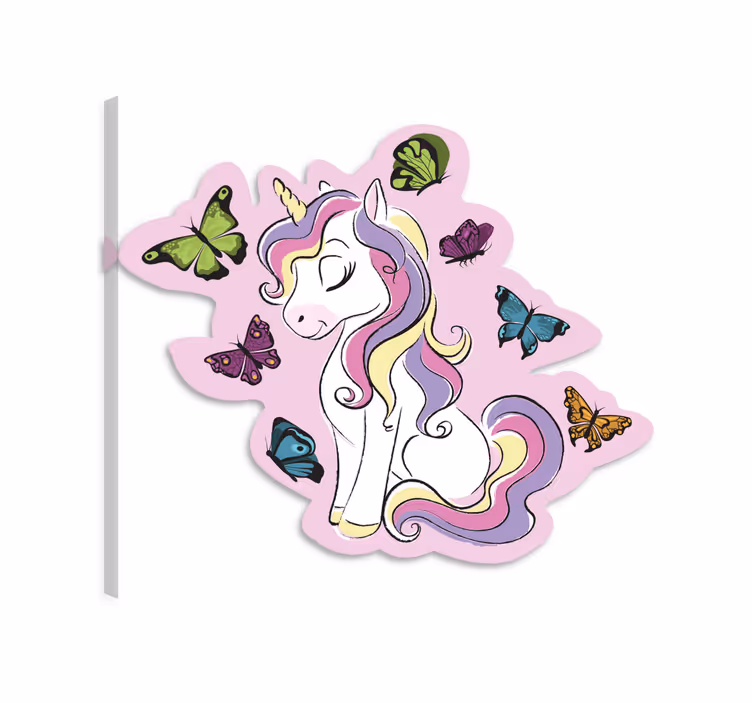 Unicorn pictures framed magic unicorn with butterflies - TenStickers