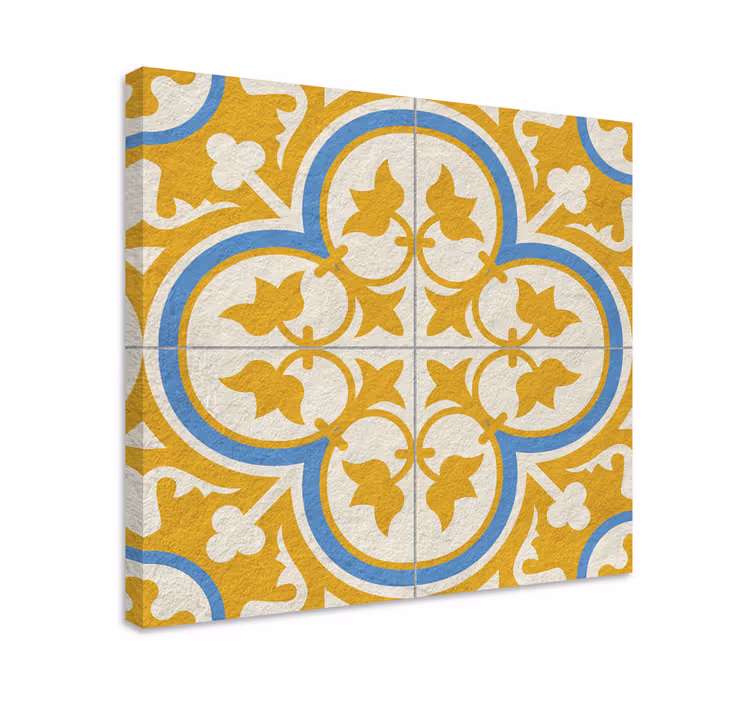 Yellow canvas print yellow hydraulic tile - TenStickers