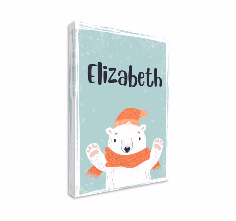 cute name with polar bear personalised canvas - TenStickers