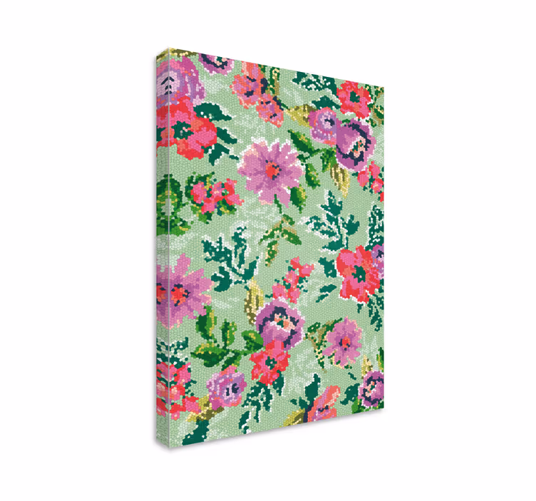 Mosaic Floral Pattern flower canvas - TenStickers