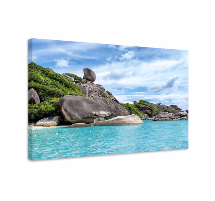 Tranquil Rocky Coastline landscape canvas - TenStickers