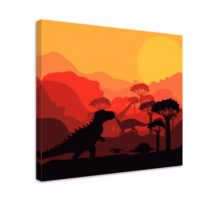 Dinosaur canvas wall art dinosaur silhouette landscape - TenStickers