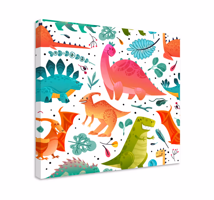 Happy dinosaurs for kids canvas prints - TenStickers