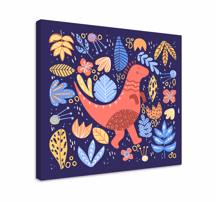 Cartoon childish dinosaurs canvas prints - TenStickers