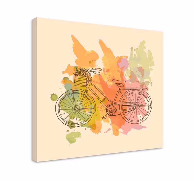 Vintage bicycle with flowers retro canvas art - TenStickers