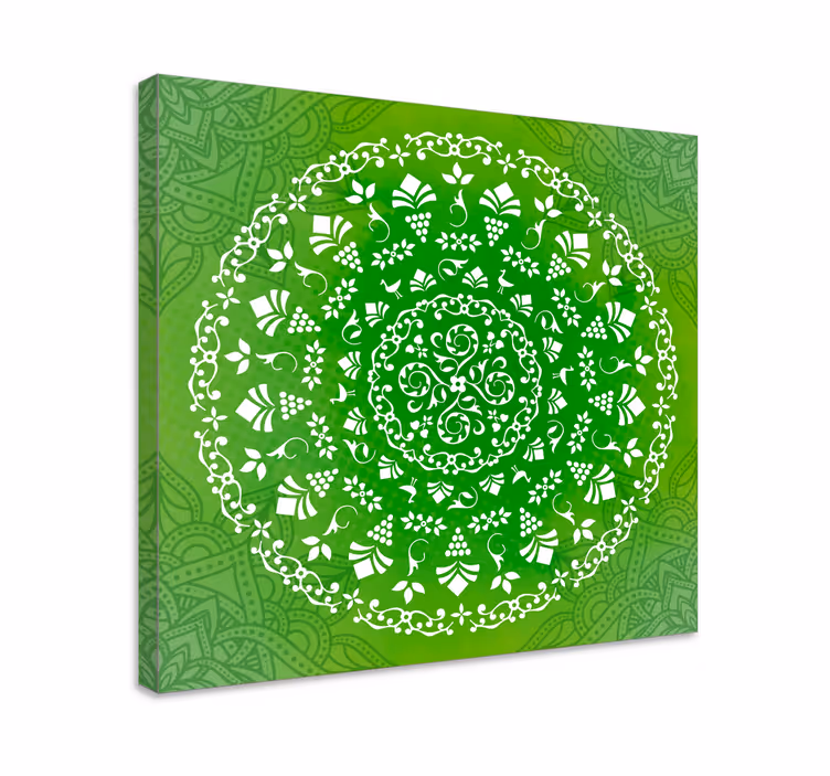 Green ornamental round mandala canvas wall art - TenStickers