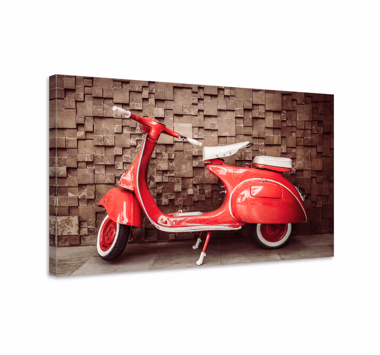 Red motorbike retro canvas art - TenStickers