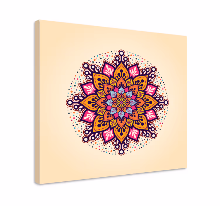 Rainbow beige mandala canvas wall art - TenStickers