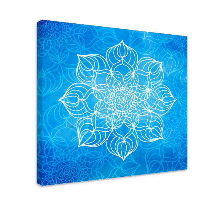 Blue paint splash mandala canvas wall art - TenStickers