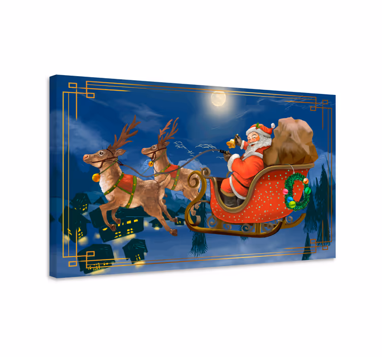 3d pictures wall art santa's merry sleigh - TenStickers