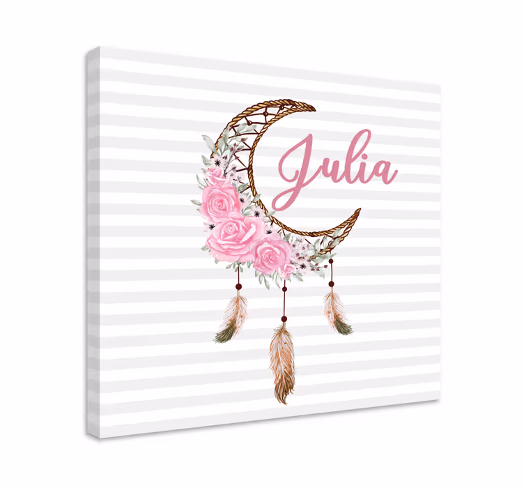 Moon with custom name nursery canvas - TenStickers