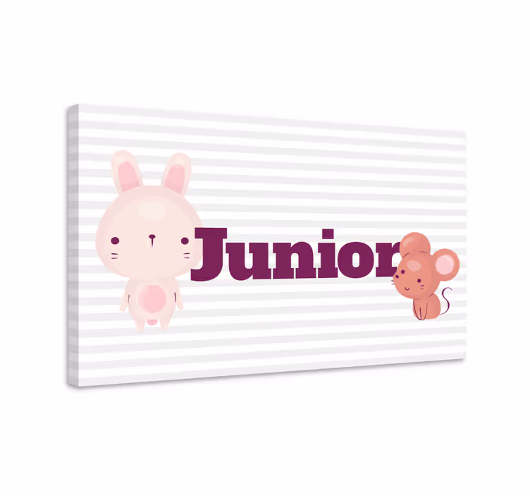 Bunny and mouse with name cocktail canvas - TenStickers