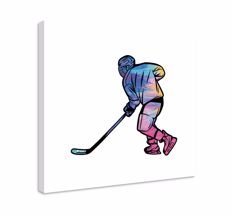 Sports canvas art hockey player in action - TenStickers